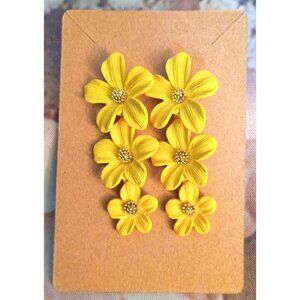 Yellow Flower Dangle Clay Earrings Polymer Handmade NEW Ships in Gift Box
